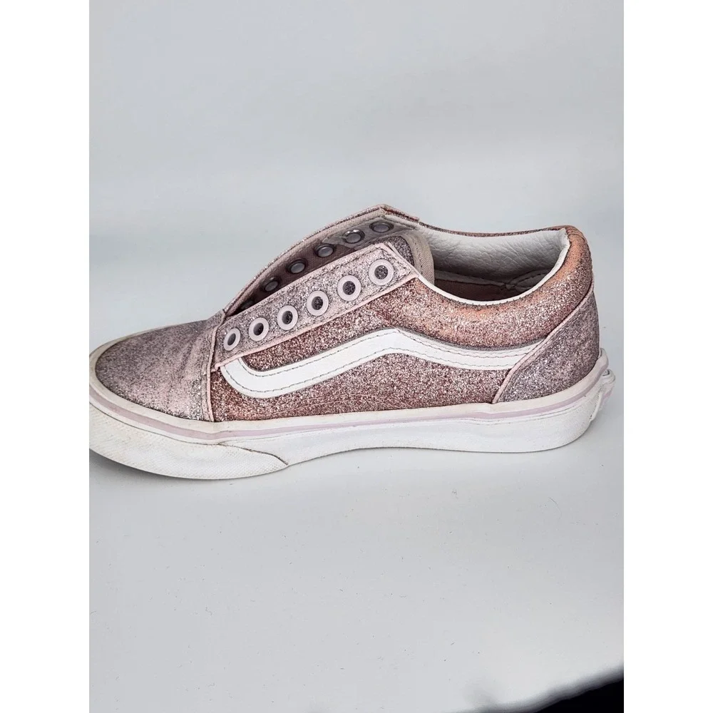 VANS OFF The WALL GIRLS SIZE 13‎ PINK SPARKLE Tie SNEAKERS SHOES GLITTER